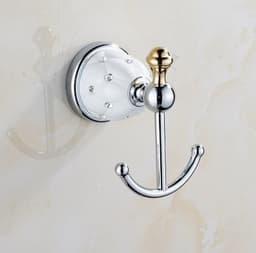 image-Diamond-studded Bath Towel Rack Golden Towel Rack Bathroom Bathroom Shelf