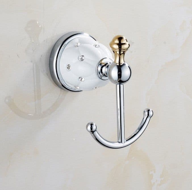 image-Diamond-studded Bath Towel Rack Golden Towel Rack Bathroom Bathroom Shelf