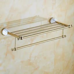image-Diamond-studded Bath Towel Rack Golden Towel Rack Bathroom Bathroom Shelf