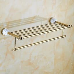 image-Diamond-studded Bath Towel Rack Golden Towel Rack Bathroom Bathroom Shelf