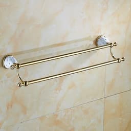 image-Diamond-studded Bath Towel Rack Golden Towel Rack Bathroom Bathroom Shelf