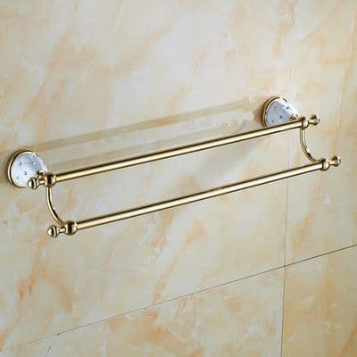 image-Diamond-studded Bath Towel Rack Golden Towel Rack Bathroom Bathroom Shelf
