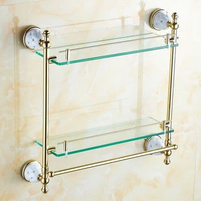 image-Diamond-studded Bath Towel Rack Golden Towel Rack Bathroom Bathroom Shelf