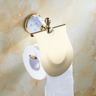 image-Diamond-studded Bath Towel Rack Golden Towel Rack Bathroom Bathroom Shelf
