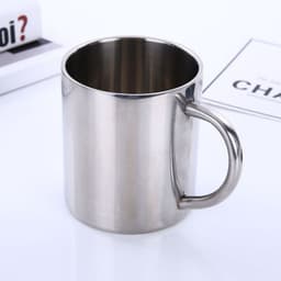 image-Amazon Cross-border Creative Simple Double Layer Straight Custom Logo Handle Cup 304 Stainless Steel Water Cup Coffee Cup