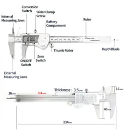 image-Electronic Digital Display Digital Vernier Caliper 0-150 Stainless Steel Waterproof Industrial High-precision Measuring Tool