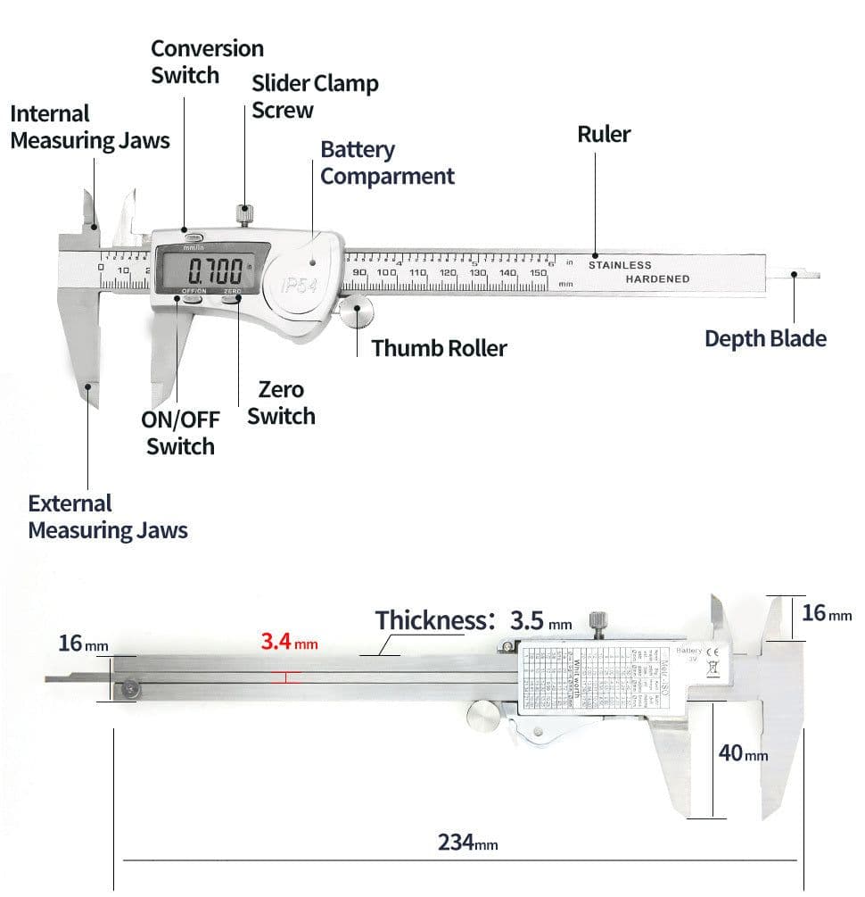 image-Electronic Digital Display Digital Vernier Caliper 0-150 Stainless Steel Waterproof Industrial High-precision Measuring Tool