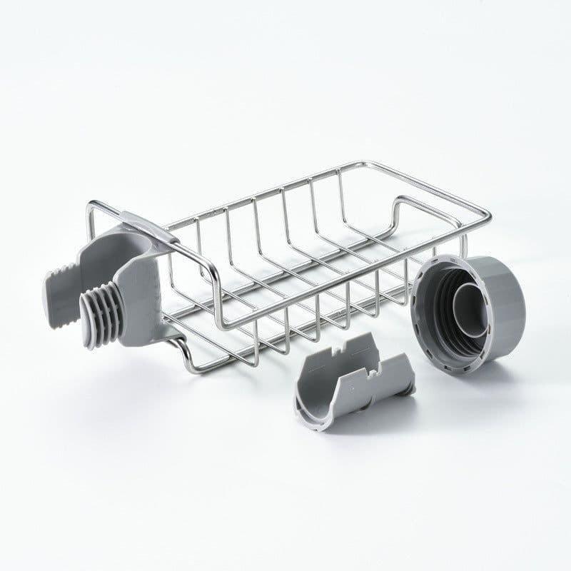 image-Adjustable Sink Drain Rack Sponge Storage Faucet Holder Soap Drainer Shelf Basket Organizer Kitchen Bathroom Accessories