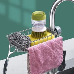 image-Adjustable Sink Drain Rack Sponge Storage Faucet Holder Soap Drainer Shelf Basket Organizer Kitchen Bathroom Accessories