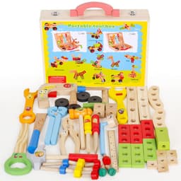 image-Children's Maintenance And Management Of Wooden Toolbox Toys Simulation Disassembly And Assembly Multi-purpose Woodworking