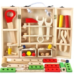 image-Children's Maintenance And Management Of Wooden Toolbox Toys Simulation Disassembly And Assembly Multi-purpose Woodworking