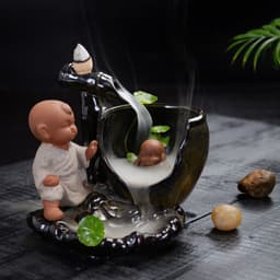 image-Backflow Incense Burner Ceramic Creative Ornaments Large Size Sima Guang Smashing Cylinder Little Monk Home Tea Ceremony Tower Sandalwood Aromatherapy Burner