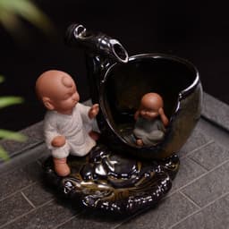 image-Backflow Incense Burner Ceramic Creative Ornaments Large Size Sima Guang Smashing Cylinder Little Monk Home Tea Ceremony Tower Sandalwood Aromatherapy Burner
