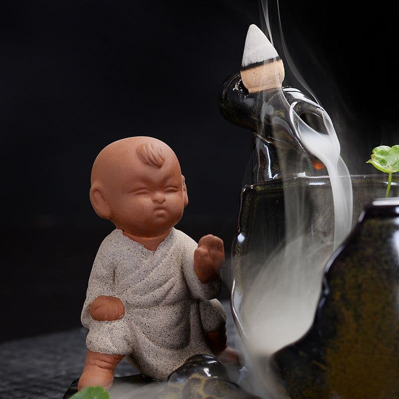 image-Backflow Incense Burner Ceramic Creative Ornaments Large Size Sima Guang Smashing Cylinder Little Monk Home Tea Ceremony Tower Sandalwood Aromatherapy Burner