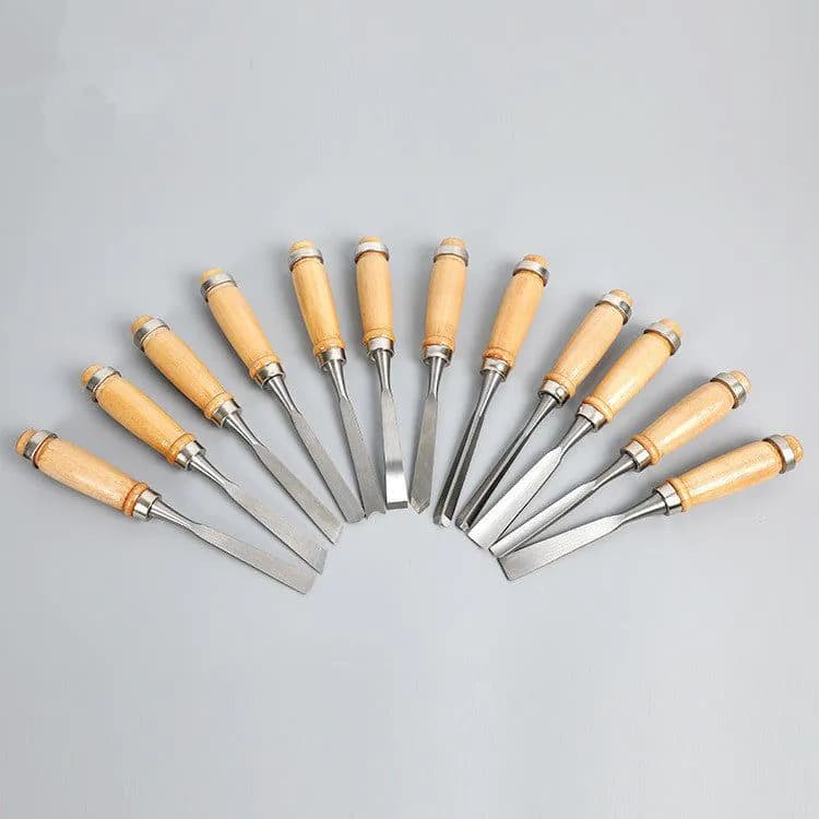 image-Manufacturers Supply New 12-Piece Tool Carving Chisels Handmade Wood Carving Knives Woodworking Turning Tools Carving Woodworking Chisels