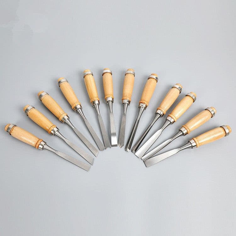 image-Manufacturers Supply New 12-Piece Tool Carving Chisels Handmade Wood Carving Knives Woodworking Turning Tools Carving Woodworking Chisels