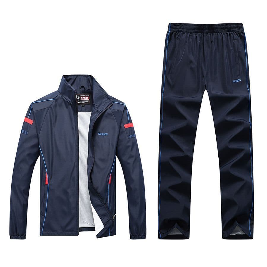 image-Spring And Autumn New Men'S Casual Sports Suit Middle-Aged And Elderly Running Sportswear Two-Piece Dad Outfit