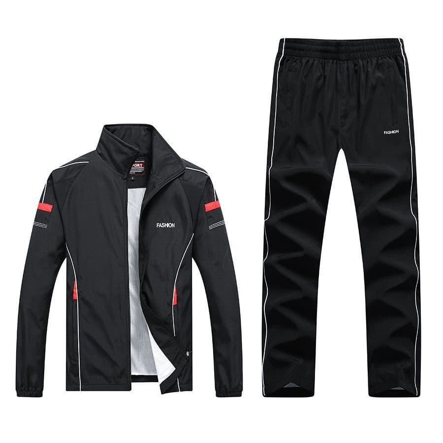 image-Spring And Autumn New Men'S Casual Sports Suit Middle-Aged And Elderly Running Sportswear Two-Piece Dad Outfit