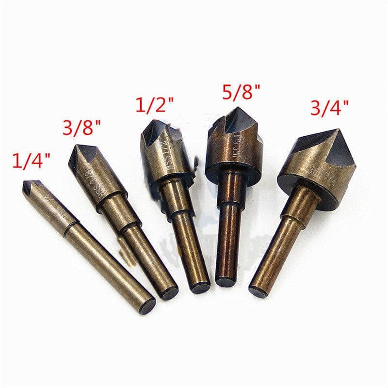 image-British Baked Yellow High Speed Steel Round Handle Five-blade Chamfering Device