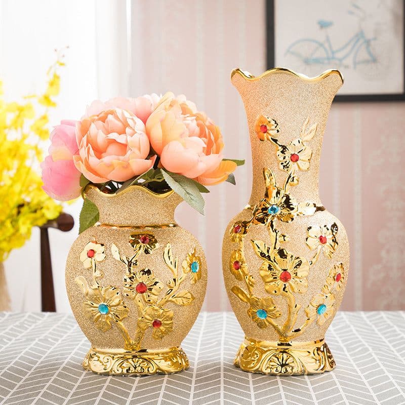 image-Ceramic Vase Electroplating Gold European Style Home Living Room Decoration