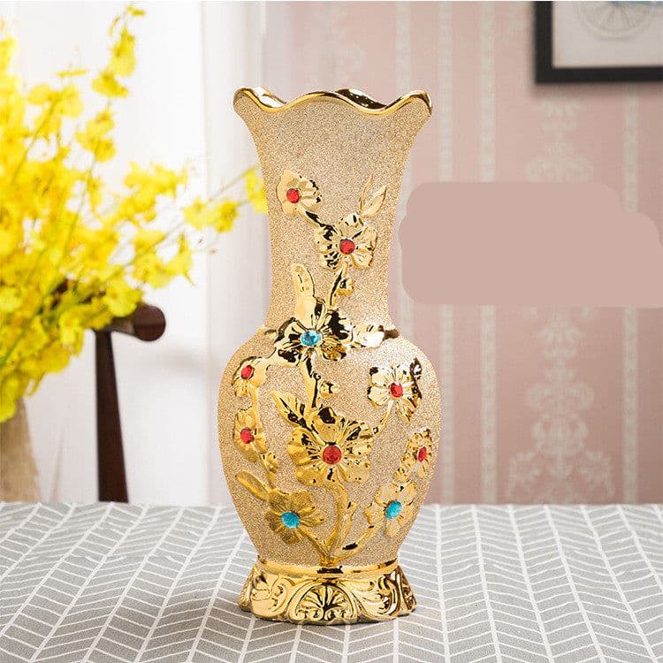 image-Ceramic Vase Electroplating Gold European Style Home Living Room Decoration