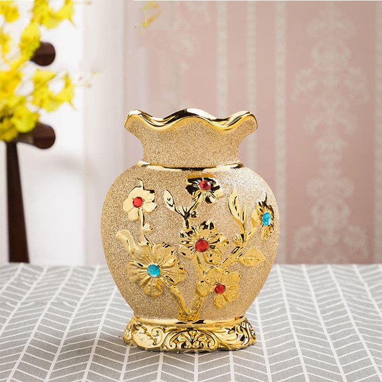 image-Ceramic Vase Electroplating Gold European Style Home Living Room Decoration