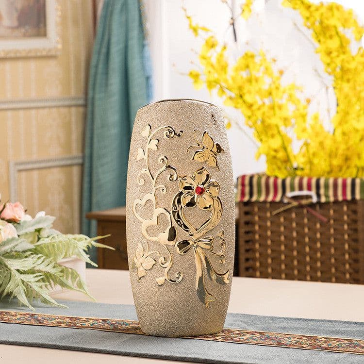 image-Ceramic Vase Electroplating Gold European Style Home Living Room Decoration