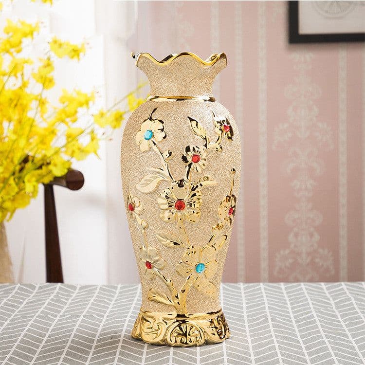 image-Ceramic Vase Electroplating Gold European Style Home Living Room Decoration