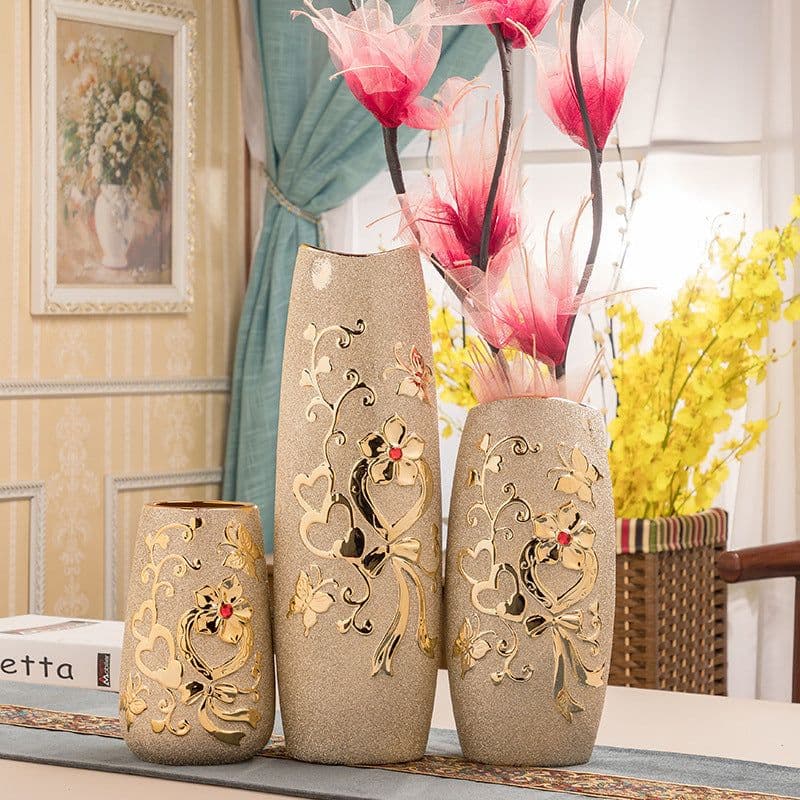 image-Ceramic Vase Electroplating Gold European Style Home Living Room Decoration