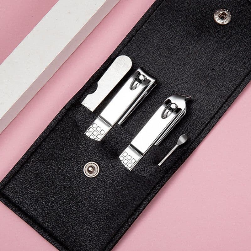 image-Stainless Steel Nail Clipper Household Ear Spoon Pedicure Cutter Scissors Cuticle Tool Travel Case Kit