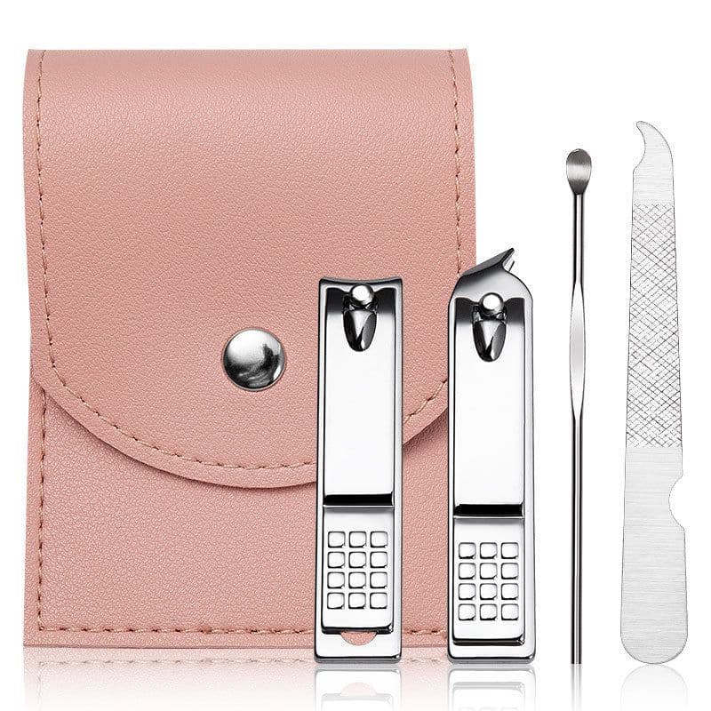 image-Stainless Steel Nail Clipper Household Ear Spoon Pedicure Cutter Scissors Cuticle Tool Travel Case Kit