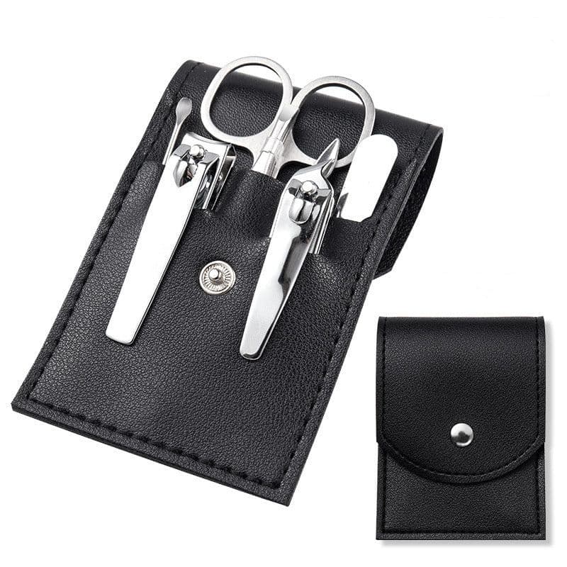 image-Stainless Steel Nail Clipper Household Ear Spoon Pedicure Cutter Scissors Cuticle Tool Travel Case Kit