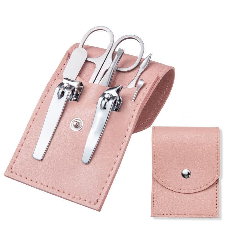 image-Stainless Steel Nail Clipper Household Ear Spoon Pedicure Cutter Scissors Cuticle Tool Travel Case Kit