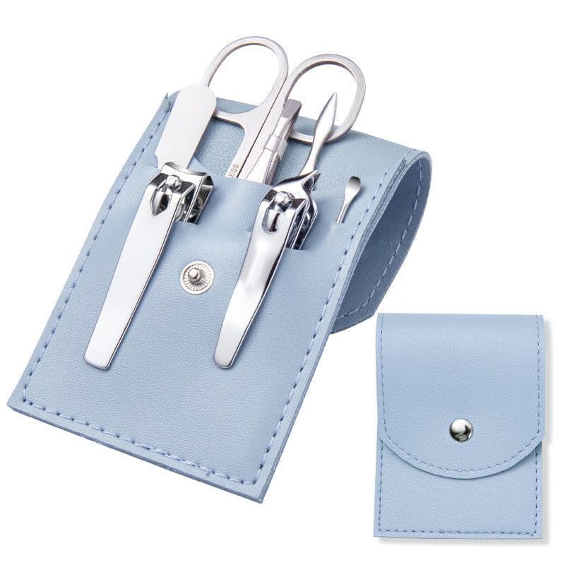 image-Stainless Steel Nail Clipper Household Ear Spoon Pedicure Cutter Scissors Cuticle Tool Travel Case Kit