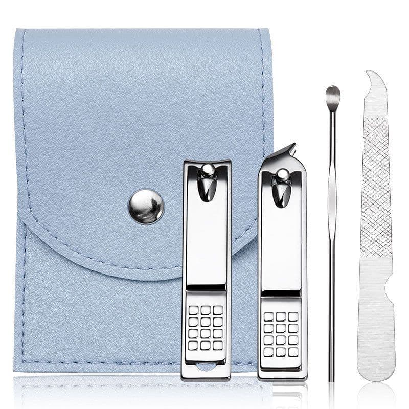image-Stainless Steel Nail Clipper Household Ear Spoon Pedicure Cutter Scissors Cuticle Tool Travel Case Kit