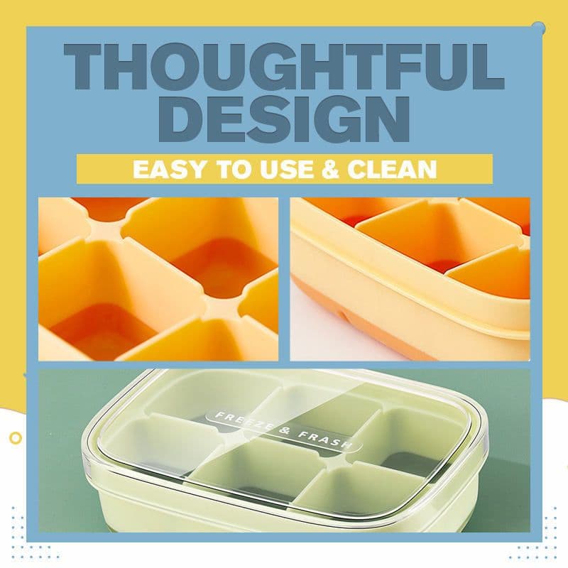 image-Silicone Ice Cube Mould With DIY Lid 6 Grid Soft Bottom Ce Cube Mold Square Fruit Ice Cube Maker Tray Kitchen Bar Tools Acces