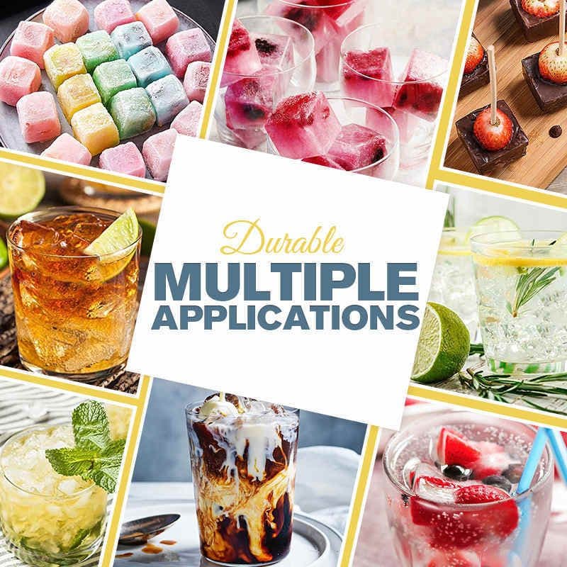 image-Silicone Ice Cube Mould With DIY Lid 6 Grid Soft Bottom Ce Cube Mold Square Fruit Ice Cube Maker Tray Kitchen Bar Tools Acces