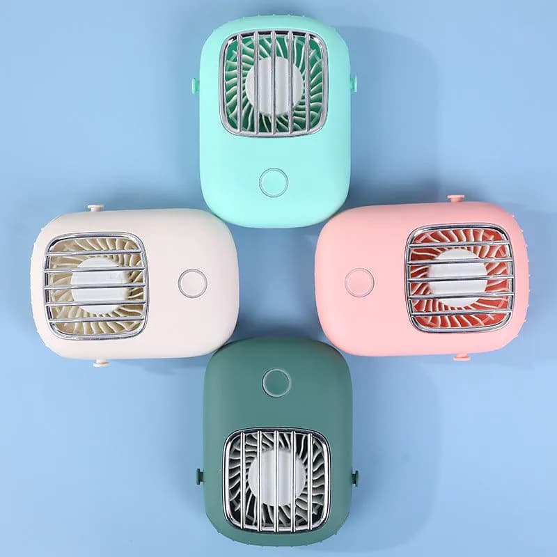 image-Hanging Neck Fan USB Portable Fan Can Support Fan With Bracket Tiffany Blue Fan