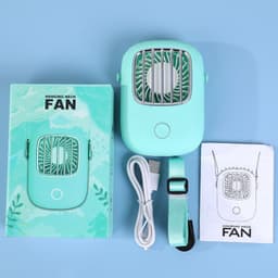 image-Hanging Neck Fan USB Portable Fan Can Support Fan With Bracket Tiffany Blue Fan