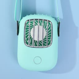 image-Hanging Neck Fan USB Portable Fan Can Support Fan With Bracket Tiffany Blue Fan