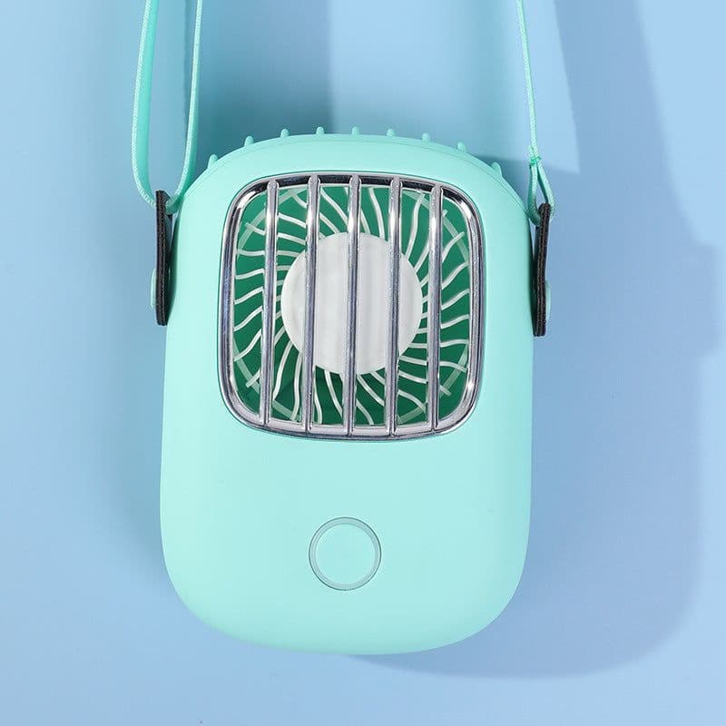 image-Hanging Neck Fan USB Portable Fan Can Support Fan With Bracket Tiffany Blue Fan