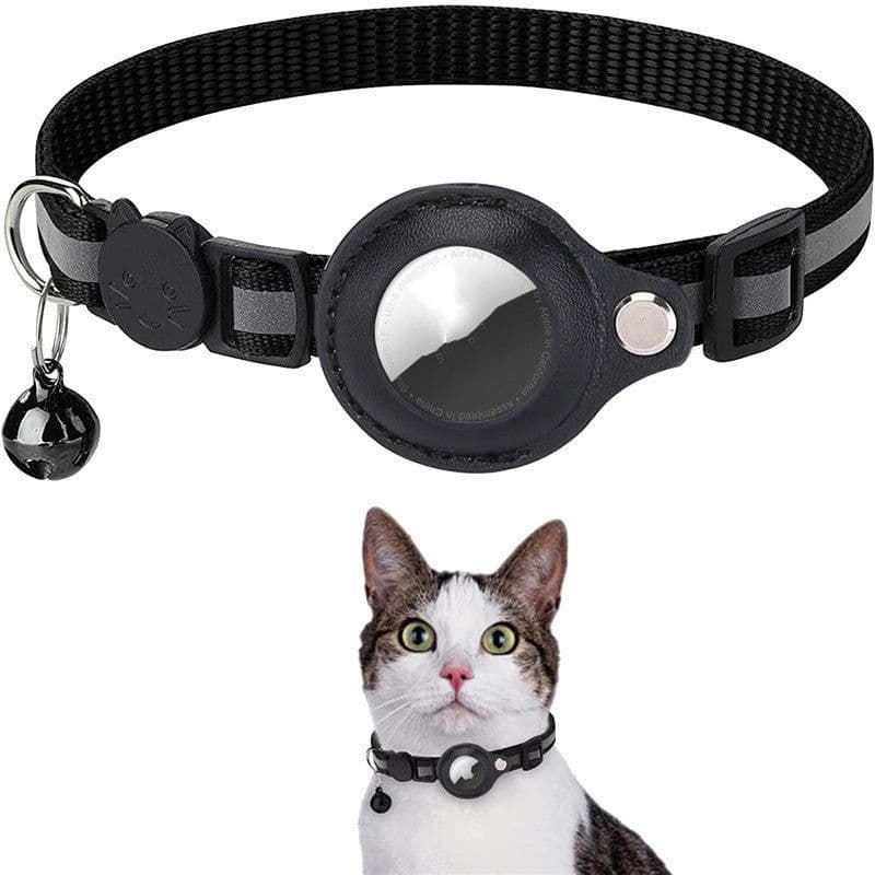 image-Reflective Collar Waterproof Holder Case For Airtag Air Tag Airtags Protective Cover Cat Dog Kitten Puppy Nylon Collar