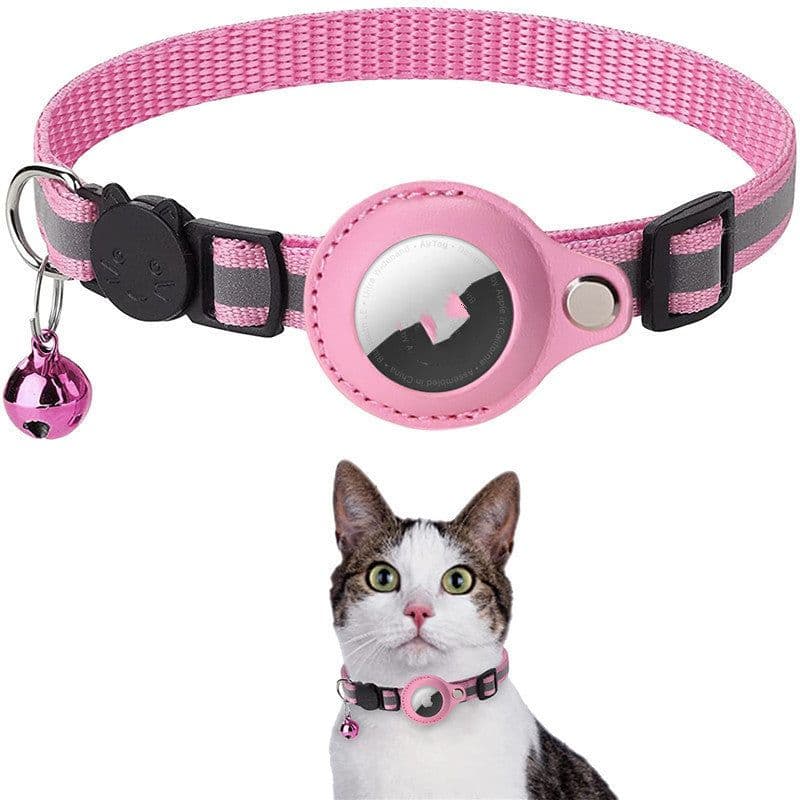 image-Reflective Collar Waterproof Holder Case For Airtag Air Tag Airtags Protective Cover Cat Dog Kitten Puppy Nylon Collar