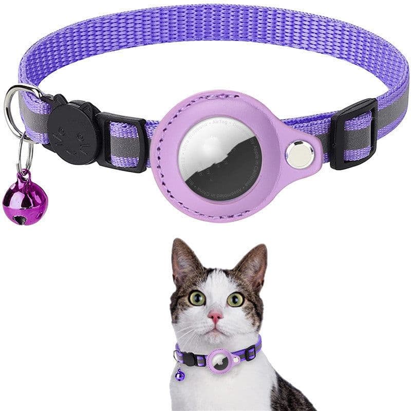 image-Reflective Collar Waterproof Holder Case For Airtag Air Tag Airtags Protective Cover Cat Dog Kitten Puppy Nylon Collar