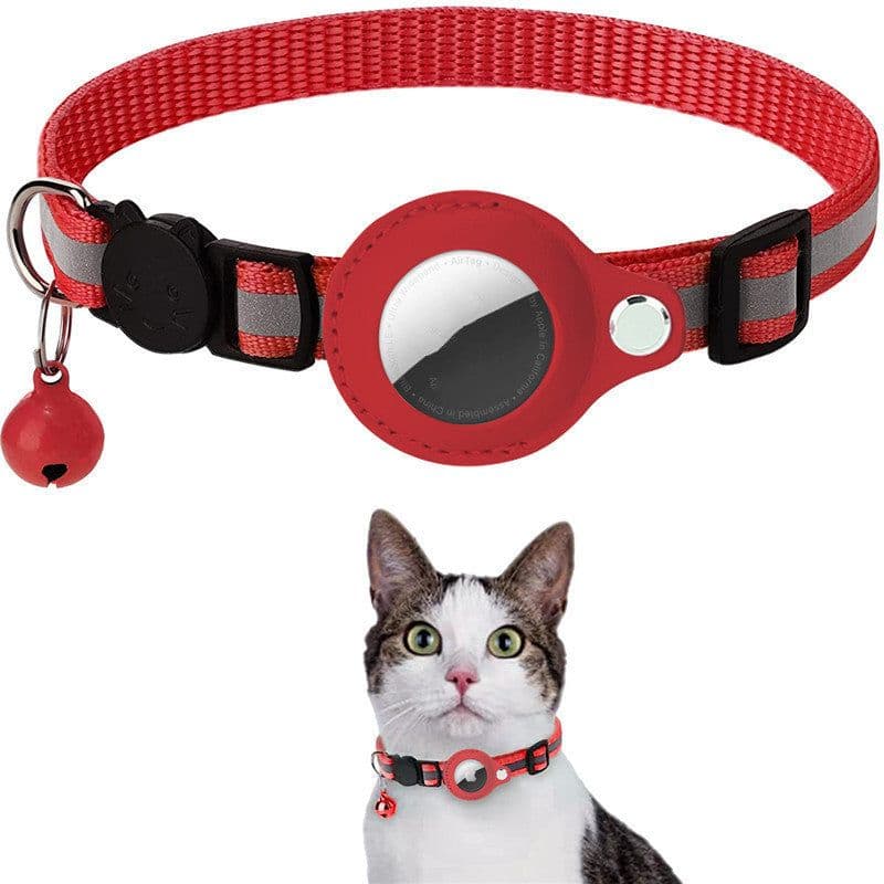 image-Reflective Collar Waterproof Holder Case For Airtag Air Tag Airtags Protective Cover Cat Dog Kitten Puppy Nylon Collar