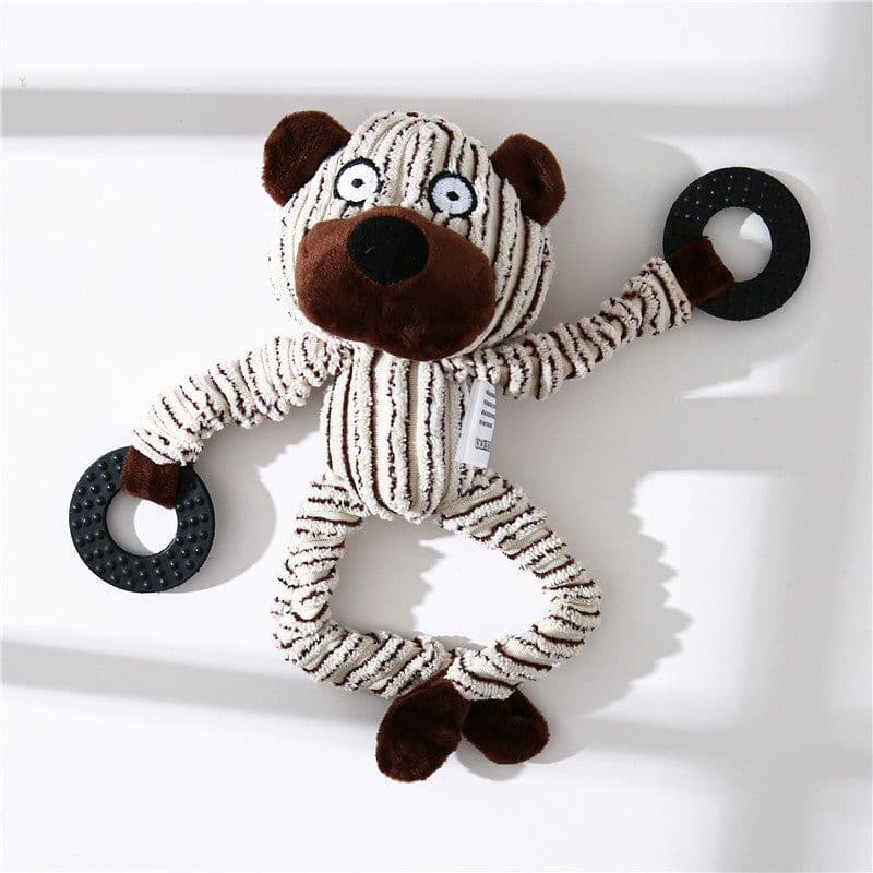 image-Pet Toy Donkey Shape Corduroy Chew Toy For Dogs Puppy Squeaker Squeaky Plush Bone Molar Dog Toy Pet Training Dog