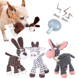 image-Pet Toy Donkey Shape Corduroy Chew Toy For Dogs Puppy Squeaker Squeaky Plush Bone Molar Dog Toy Pet Training Dog
