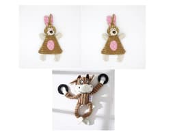 image-Pet Toy Donkey Shape Corduroy Chew Toy For Dogs Puppy Squeaker Squeaky Plush Bone Molar Dog Toy Pet Training Dog
