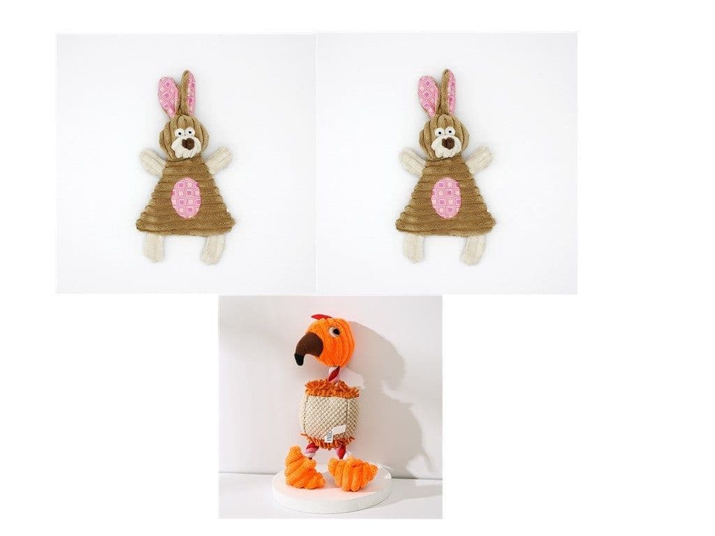 image-Pet Toy Donkey Shape Corduroy Chew Toy For Dogs Puppy Squeaker Squeaky Plush Bone Molar Dog Toy Pet Training Dog