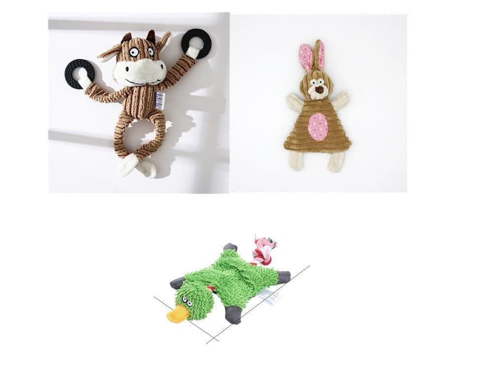 image-Pet Toy Donkey Shape Corduroy Chew Toy For Dogs Puppy Squeaker Squeaky Plush Bone Molar Dog Toy Pet Training Dog